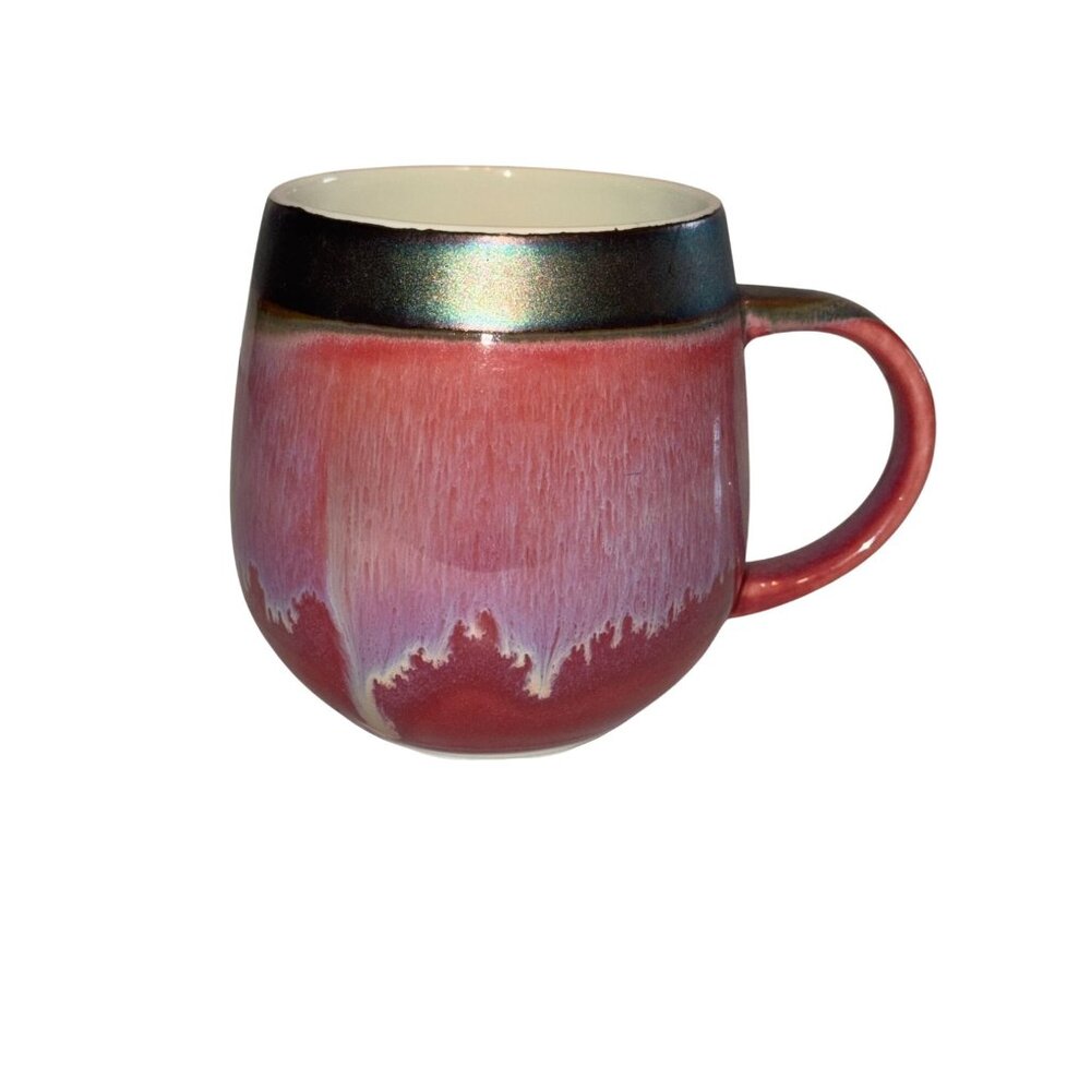 Handcrafted Red & Black Reactive Glaze Stoneware Mug By Redells